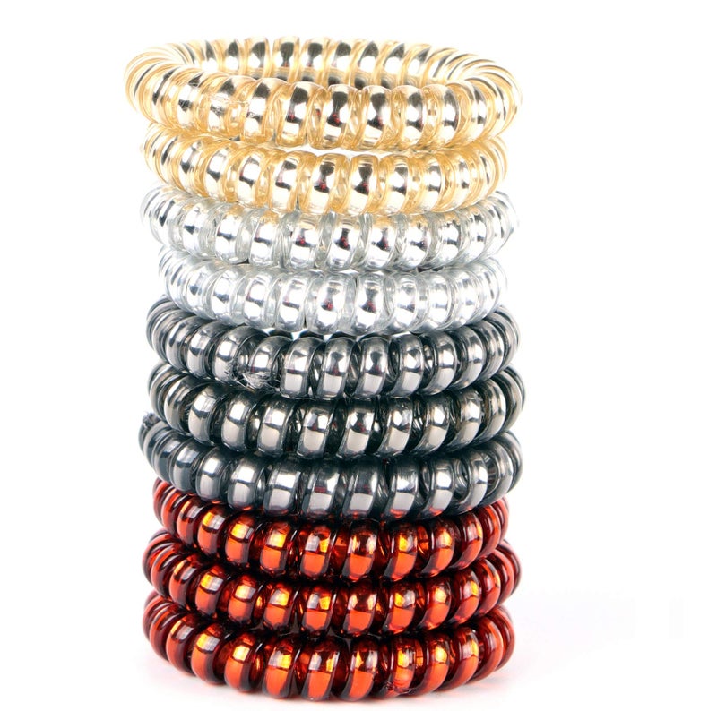 10Pcs Spiral Hair Ties No Crease For Women Girls Elastic Coil Hair Ties For Thick Hair Phone Cord Hair Ties Waterproof Hair Coils Key Chain Hair Ties Colorful Ponytail Holder For Children