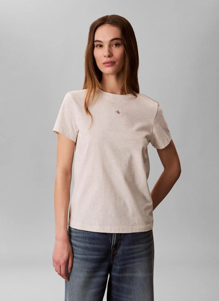 Calvin Klein Jeans  Casual Woven Label Classic Fit T-Shirt for Women | Best Price UAE