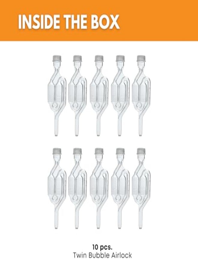 فينتيج شوب مجموعة أقفال هوائية للتخمير من فينتج شوب فاستراك (10 قطع) | قفل هوائي فقاعي لصنع النبيذ والبيرة | خالٍ من مادة BPA، على شكل حرف S | يُستخدم لتخمير النبيذ والبيرة والمخللات وغيرها | شفاف - Image 3