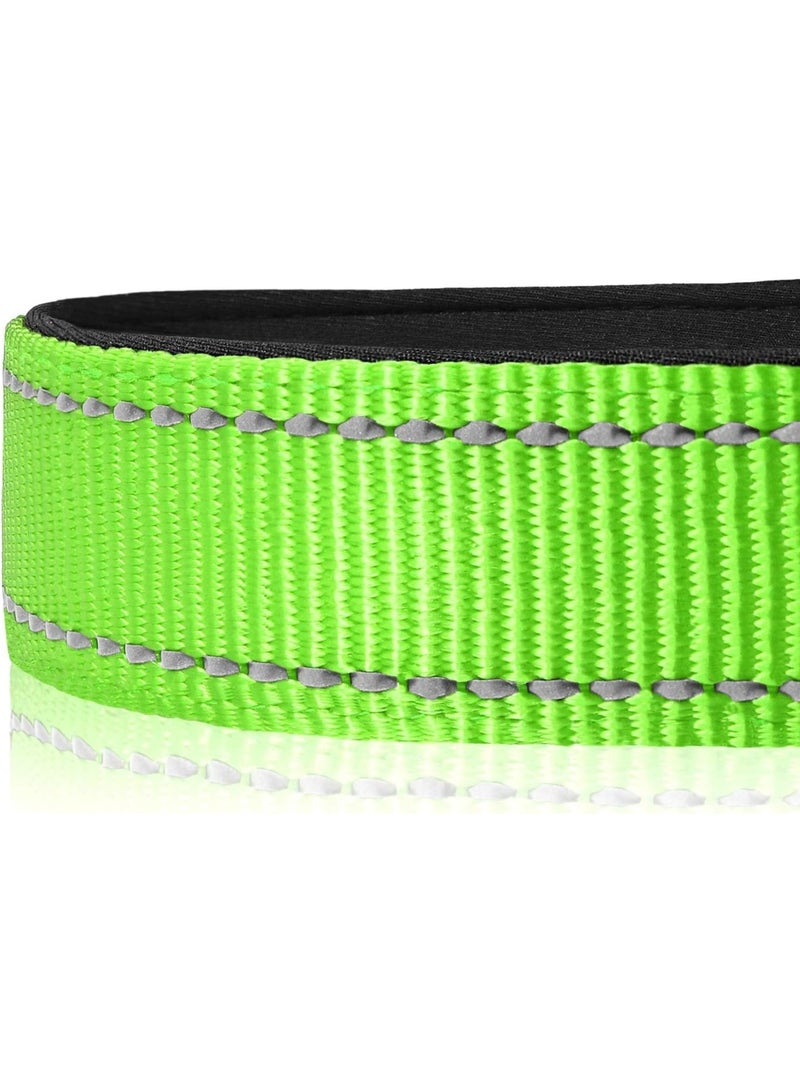 Q TRIPLE A Reflective Dog Collar with Soft Neoprene Padding, Metal D-Ring and Adjustable Length, Premium Nylon Material (Color: Green) - Image 2