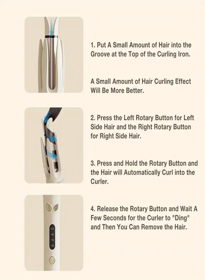 INK-EEZE Automatic Curling Iron,Hair Curler Automatic Rotating Wand,Anti-Scald,Four Speed Temperature Adjustment,Diameter 28mm,Anti-Tangle Rotating Curling Wand,Easy to Use Hair Curler,Purple - Image 2
