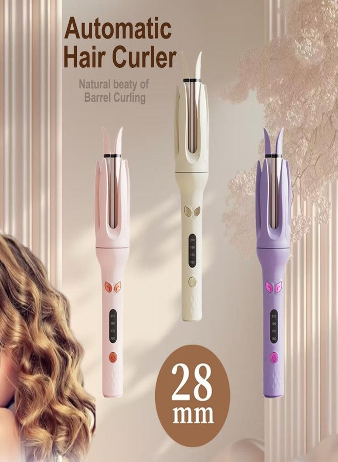 INK-EEZE Automatic Curling Iron,Hair Curler Automatic Rotating Wand,Anti-Scald,Four Speed Temperature Adjustment,Diameter 28mm,Anti-Tangle Rotating Curling Wand,Easy to Use Hair Curler,Purple - Image 5