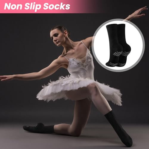Twistover Dance Non Slip Socks Dancing Socks with Spin Spot Compression Ankle Ballet Dance Stockings for Dancer Women Girls(Black,7-10) - Image 2