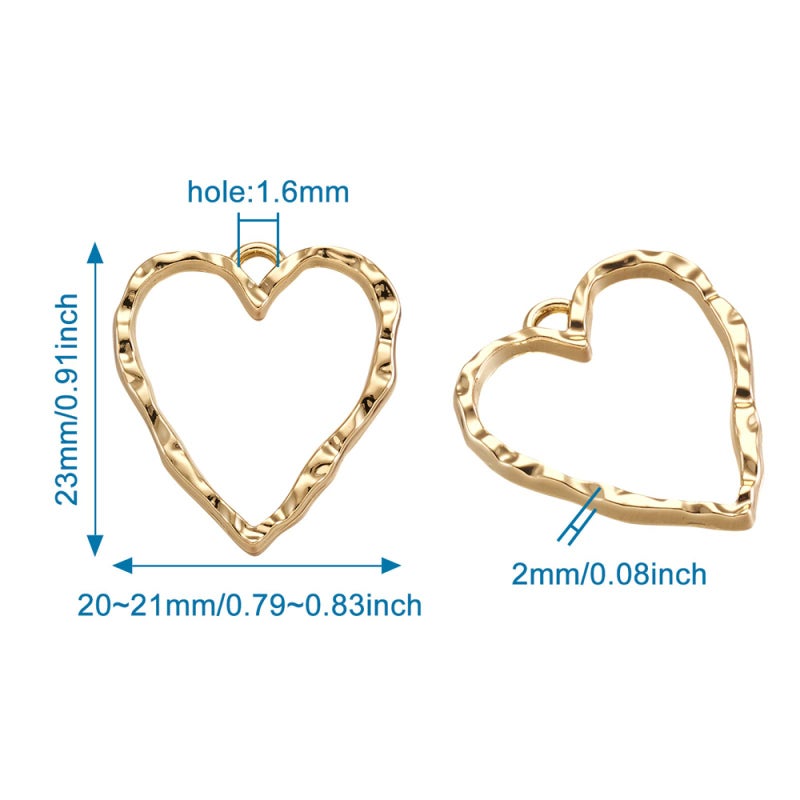 Mega Pet 10Pcs Heart Alloy Linking Rings Hollow Heart Open Back Bezel Charms Light Gold Heart Pressed Flower Charms for DIY Valentine Necklace Earring Jewelry Making - Image 3