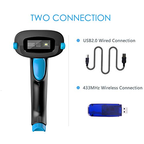 NADAMOO QR Code Scanner Wireless 2D Barcode Scanner With Stand Supports Screen Scan Handheld CMOS Imager Long Range Portable USB Bar Code Reader with Auto Sensing Read 1D 2D QR Code PDF417 Data Matrix - Image 2