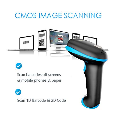 NADAMOO QR Code Scanner Wireless 2D Barcode Scanner With Stand Supports Screen Scan Handheld CMOS Imager Long Range Portable USB Bar Code Reader with Auto Sensing Read 1D 2D QR Code PDF417 Data Matrix - Image 5
