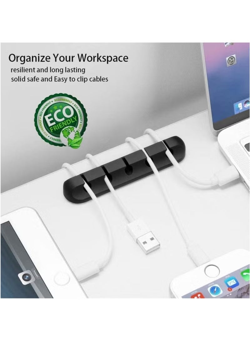 Cable Organizer Clips Cord Holder, 5 Pack Self Adhesive Cable Management for USB Cable/Power Cord/Wire, Car and Desk, Home and Office (7-5-3-1-1 Slots), Black - Image 3