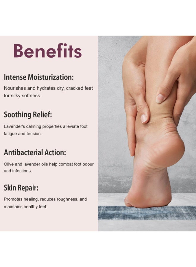 THE LOVE CO. Well Heeled Foot Balm | For Cracked Heels & Dry Feet, Foot Care Balm With Olive Lavender Healthy Feet | 100gm - Image 4