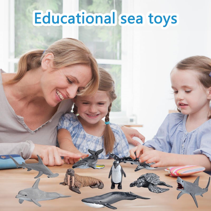 Morofme Sea Animal Toy Set Mini Plastic Sea Creature Figurines Ocean Sea Animals Figures Realistic Sea Marine Animal Playset Cake Topper Decor Gifts with White Shark Sea Lion Dolphin Whale for Kids - Image 4