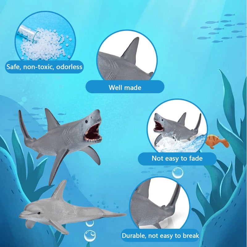 Morofme Sea Animal Toy Set Mini Plastic Sea Creature Figurines Ocean Sea Animals Figures Realistic Sea Marine Animal Playset Cake Topper Decor Gifts with White Shark Sea Lion Dolphin Whale for Kids - Image 3