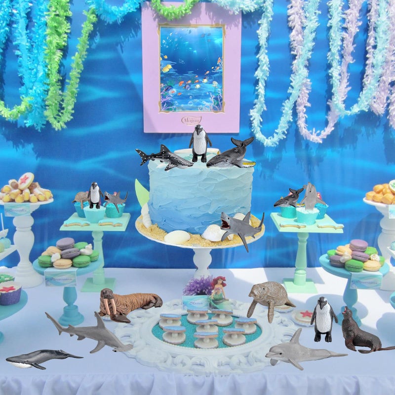 Morofme Sea Animal Toy Set Mini Plastic Sea Creature Figurines Ocean Sea Animals Figures Realistic Sea Marine Animal Playset Cake Topper Decor Gifts with White Shark Sea Lion Dolphin Whale for Kids - Image 5