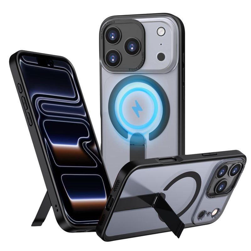 CEDO Magnetic Kickstand for iPhone 17 Pro Max Case Compatible with MagSafe 3Way Adjustable with Metal Stand MilitaryGrade Shockproof Slim Transculent Wireless Charging Phone Case Black - Image 3