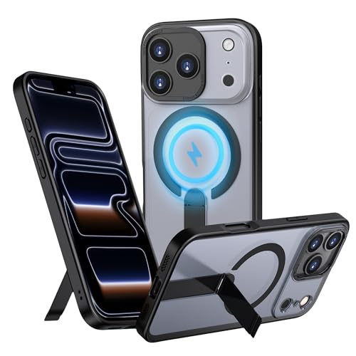 CEDO Magnetic Kickstand for iPhone 17 Pro Max Case Compatible with MagSafe 3Way Adjustable with Metal Stand MilitaryGrade Shockproof Slim Transculent Wireless Charging Phone Case Black - Image 1
