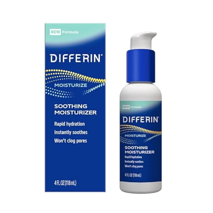 Differin Face Moisturizer, Soothing Lotion for Face and Body, Gentle Skin Care for Acne Prone Sensitive Skin, 4 oz (Packaging May Vary) - Image 1