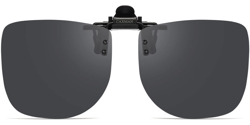 CAXMAN Clip On Sunglasses for Men Polarized Over Prescription Glasses Rimless Flip Up Grey Lens 100% UV Protection Extra Large Size 61 * 51mm - Image 1