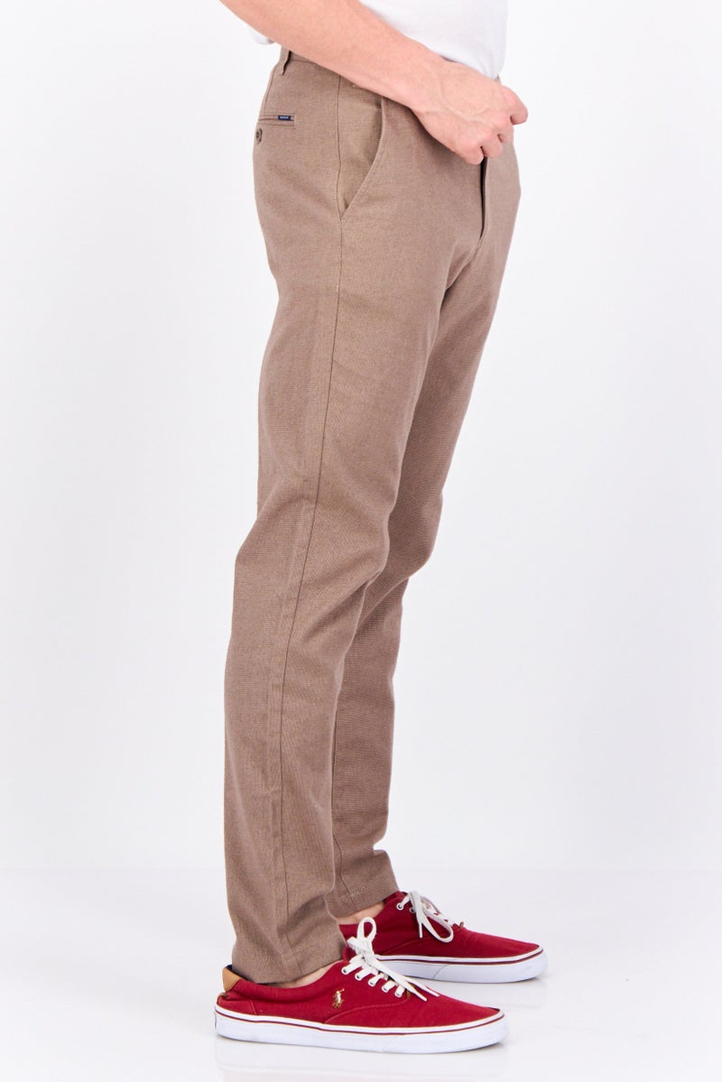 GANT Men Slim Fit Textured Straight Leg Pants, Desert Brown  - Image 2