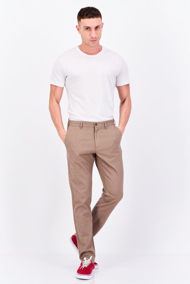 GANT Men Slim Fit Textured Straight Leg Pants, Desert Brown  - Image 4