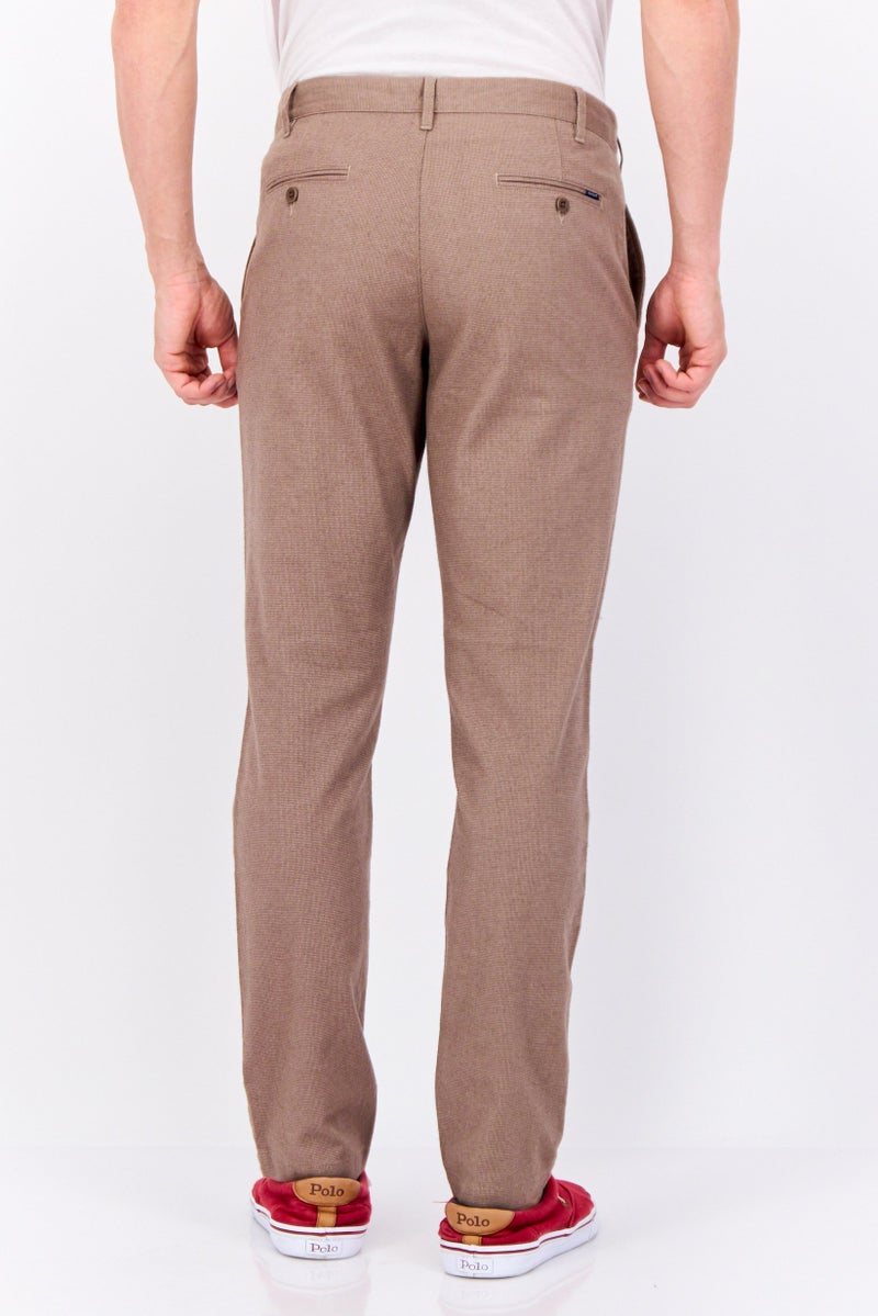 GANT Men Slim Fit Textured Straight Leg Pants, Desert Brown  - Image 3