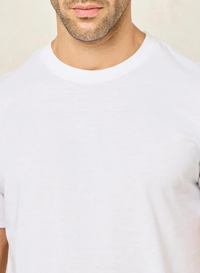 ستايلي Solid T-Shirt & Open Hem Piping Detail Pyjama Set