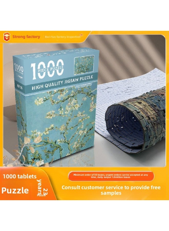 Puzzle 1000 Pieces Paper Famous Painting Landscape Adult Decompression Toys Boxed 1,000 Pieces Puzzle Wholesale-Color:83-108 Girl With Pearl Earrings  - Image 2