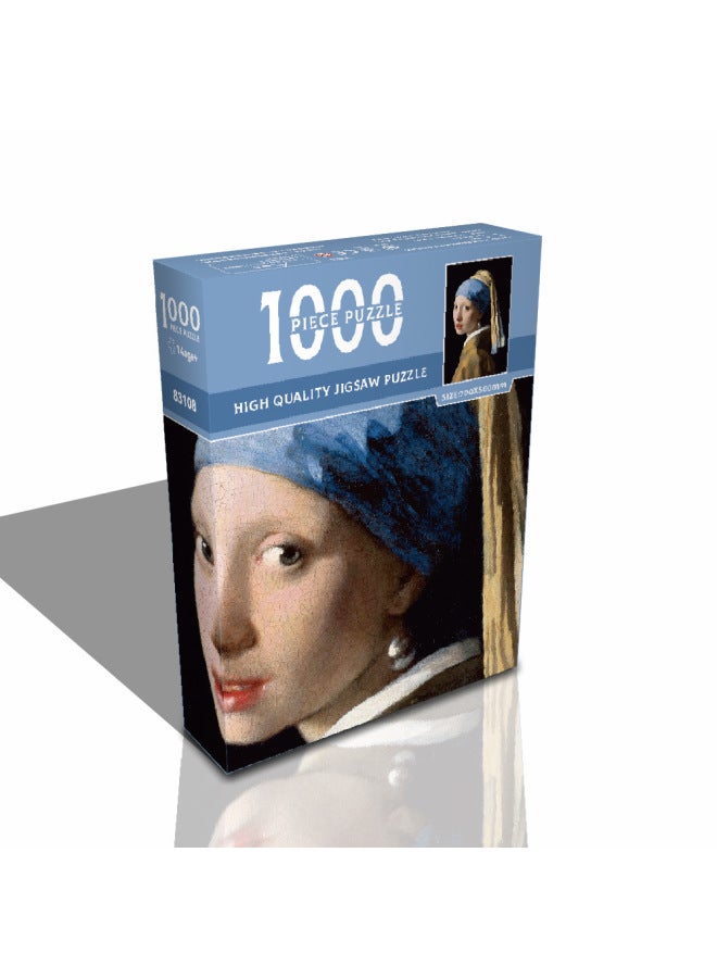 Puzzle 1000 Pieces Paper Famous Painting Landscape Adult Decompression Toys Boxed 1,000 Pieces Puzzle Wholesale-Color:83-108 Girl With Pearl Earrings  - Image 1