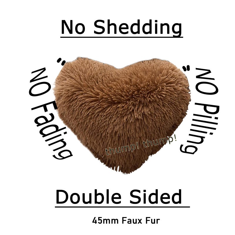 Morromorn Fluffy Heart Throw الوسائد أشعث وسادة زخرفية للأريكة أريكة أريكة سرير لطيف ديكور الهدايا للنساء الفتيات - ديكورات لعيد الميلاد يوم الأم عيد الميلاد (بني) - Image 3