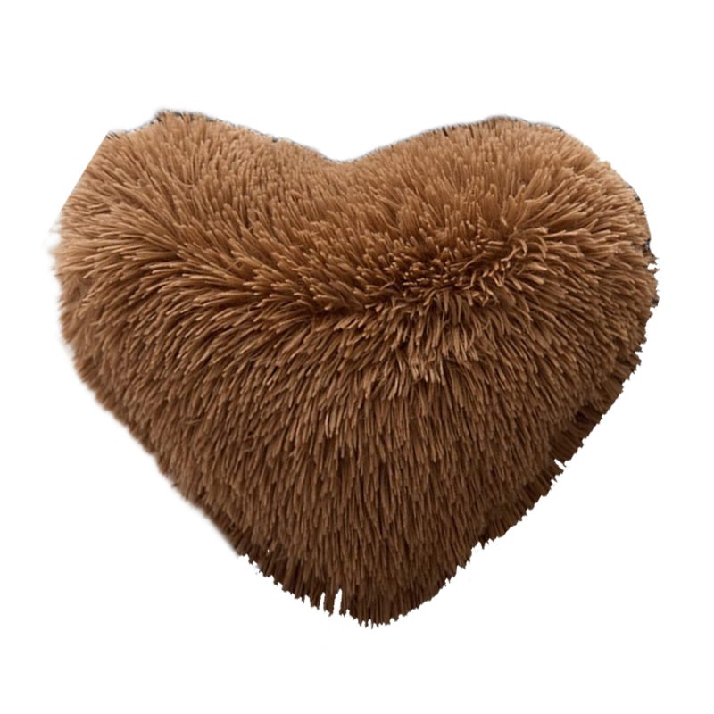 Morromorn Fluffy Heart Throw الوسائد أشعث وسادة زخرفية للأريكة أريكة أريكة سرير لطيف ديكور الهدايا للنساء الفتيات - ديكورات لعيد الميلاد يوم الأم عيد الميلاد (بني) - Image 1