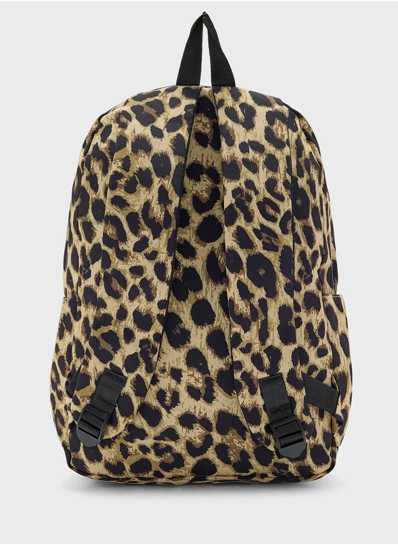 Ginger Leopard Print Backpack