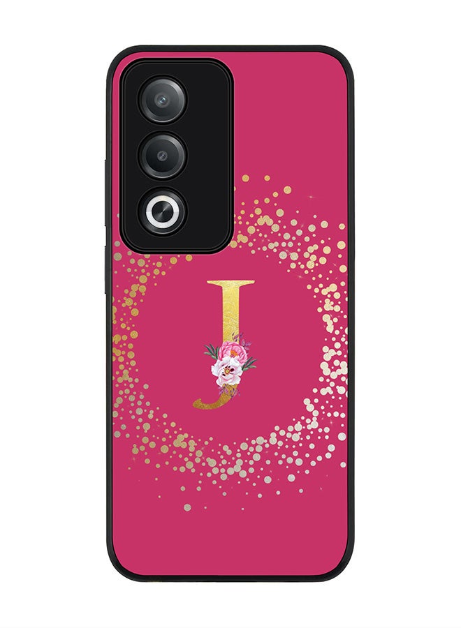 Stylizedd For Oppo A3 Pro / A80 Case,Slim fit Camera Protection, Shockproof Thin Phone cover - Custom Monogram Floral - J ( Deep Pink ) - Image 1