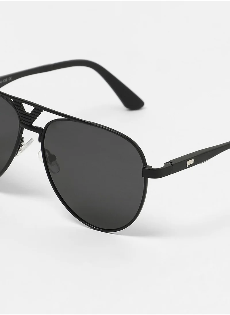 Haute Sauce The V-Bar Aviator Sunglasses - Onyx Black