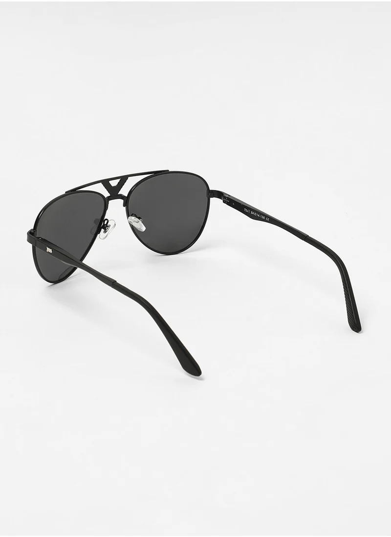 Haute Sauce The V-Bar Aviator Sunglasses - Onyx Black