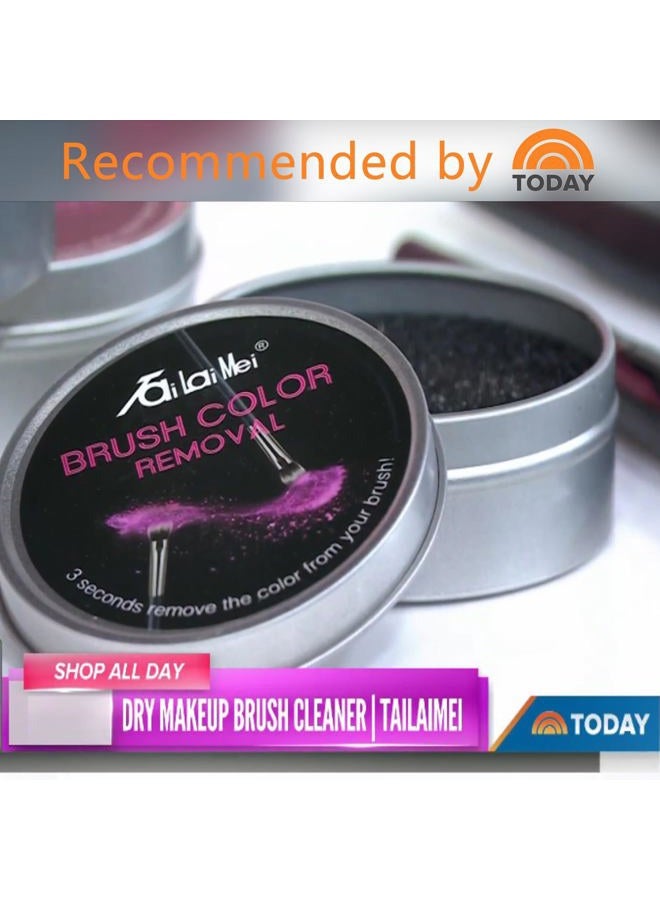 TailaiMei 2 Pack Color Removal Cleaner Sponge, Quickly & Easily Clean Makeup Brushes Powder Without Water or Chemical Solutions Eliminating Drying Time - Switch Eyeshadow Colored Immediately - Image 2
