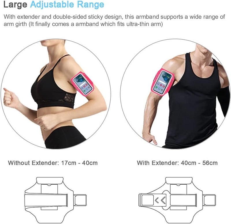 JEMACHE Armband for Samsung Galaxy S25 S24 S23 S22 S21 Ultra/Plus/FE, Gym Running Workouts Arm Band with Earbuds Holder (Rosy) - Image 4