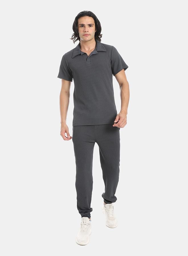 Red Circle ribbed set with pants a44 - Image 1