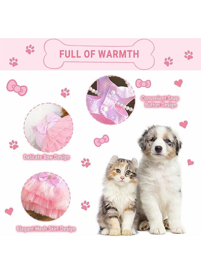 HY Pet Dog Dress for Girl and Boy Doggy Cats Rabbit Fancy Adorable Striped Mesh Dress Princess Petite Vest Doggie Bowknot Dresses for Small Dogs Pomeranian Chihuahua Skirt Pet Puppy (Pink, L)  - Image 3