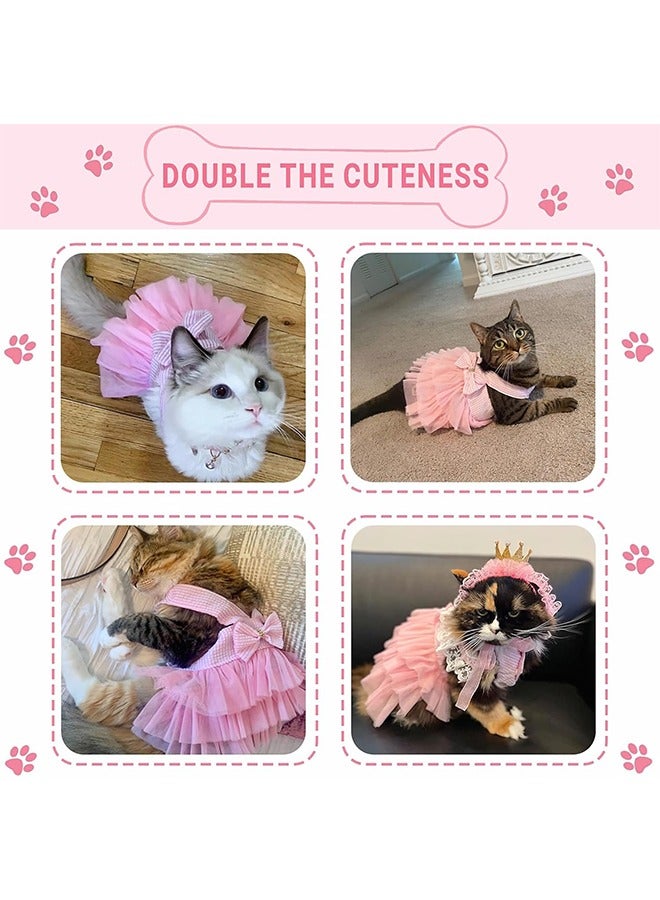 HY Pet Dog Dress for Girl and Boy Doggy Cats Rabbit Fancy Adorable Striped Mesh Dress Princess Petite Vest Doggie Bowknot Dresses for Small Dogs Pomeranian Chihuahua Skirt Pet Puppy (Pink, L)  - Image 5