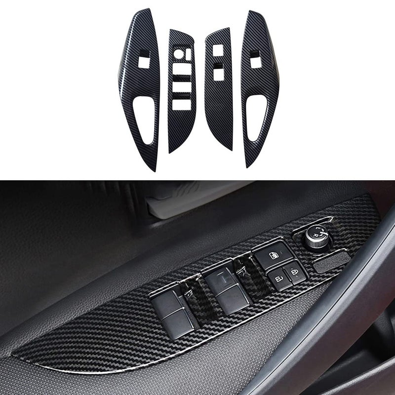 ruihe Fit for Toyota Corolla Sedan 2020 2021 2022 2023 2024 4PCS Carbon Fiber Color Window Switch Decoration Decal Frame Cover Panel Door Handle Armrest North American Version