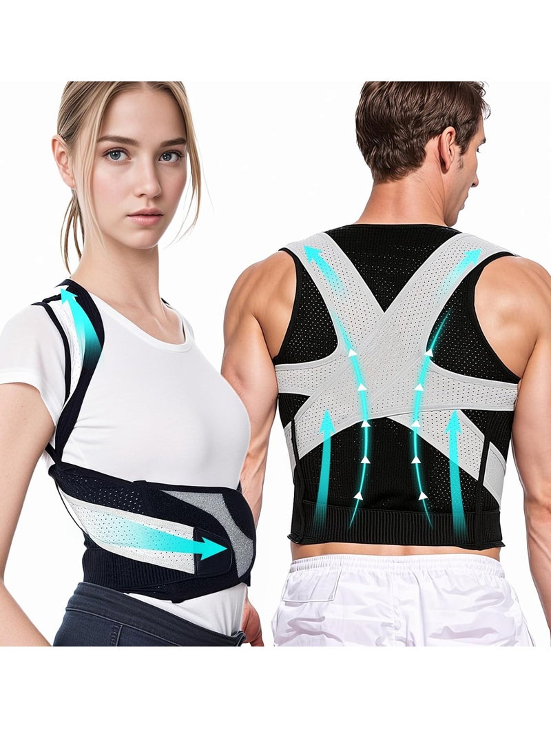 يوڠام مثبت وضعية الظهر ودعامة الكتف القابلة للتعديل لدعم العمود الفقري العلوي والوسطي، دعم أسفل الظهر، تخفيف آلام الرقبة والكتف والظهر - Image 1