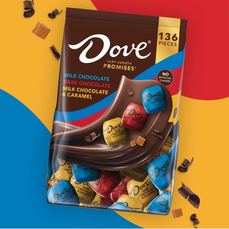 DOVE PROMISES Milk, Dark and Milk & Caramel Assorted Chocolate Candy, 136 Ct Bulk Bag - Image 2
