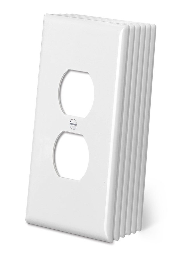 CML Hardware CML Oversized Duplex Outlet Covers, 6 Pack Jumbo Electrical Outlet Wall Plate, 1-Gang White Switch Plates, Dual Receptacle Faceplate, Over-Size 3.5” x 5.5”, Impact Resistant, ETL Listed - Image 1