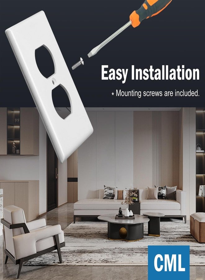 CML Hardware CML Oversized Duplex Outlet Covers, 6 Pack Jumbo Electrical Outlet Wall Plate, 1-Gang White Switch Plates, Dual Receptacle Faceplate, Over-Size 3.5” x 5.5”, Impact Resistant, ETL Listed - Image 5