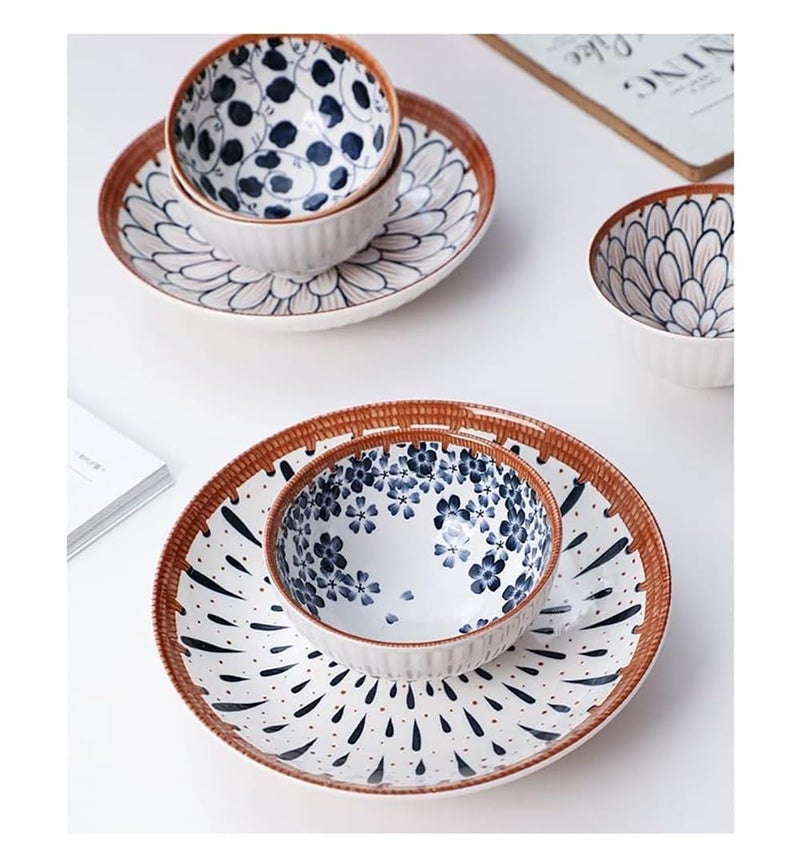 Sugalsu Porcelain Japanese Style Set of Bowls Plates Tableware Serving Set with Beautiful Gift Box 2 Bowl 1 Plate 4 Chopstick - Image 3