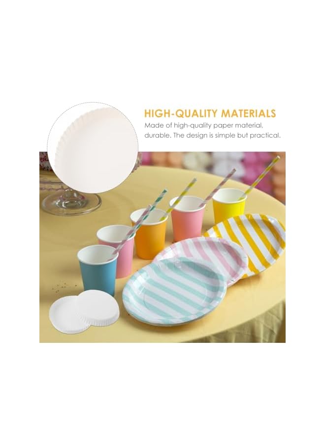 S-TOP 100Pcs Disposable Paper Cup Covers Recycled Paper Tea Coffee Drinking Cup Lids for Home Office Hotel Party Use 3.54X3.54X0.59In Stackable Design - Image 4