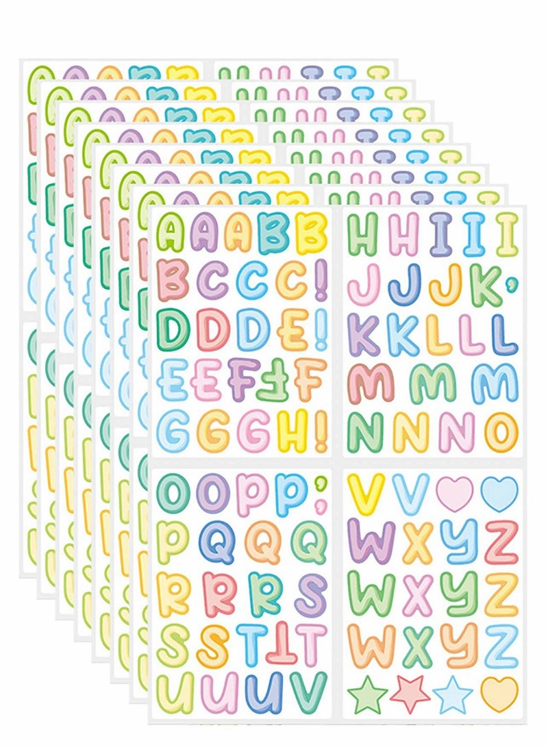NIBEMINENT 8 Sheets Alphabet Stickers 960 Letter for Crafts, Color Letters Waterproof, ABC Vinyl Self-Adhesive Sticker, Labels,Store Signs, Adhesive Lettering DIY Mailbox House Numbers - Image 1