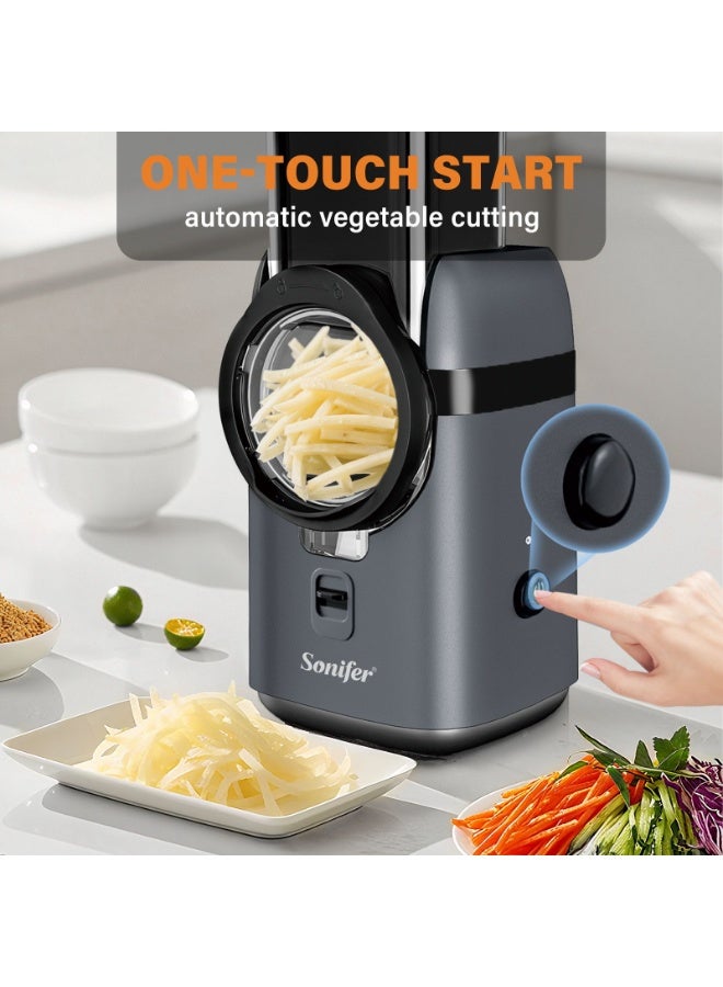 Sonifer 80W Electric Salad Maker & Vegetable Shredder 6-in-1 Multifunction Food Processor  Slicer & Chopper with Stainless Steel Discs  Large Feeding Tube 220-240V - Image 2