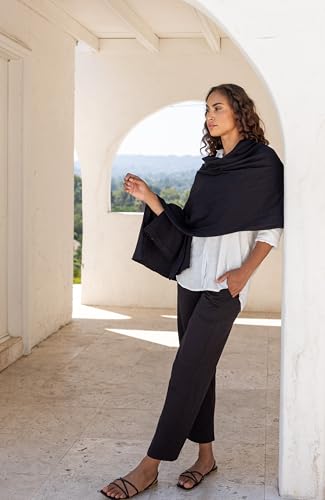 zestt Dreamsoft Travel Scarf, Wrap and Shawl, Organic Cotton, Black - Image 5