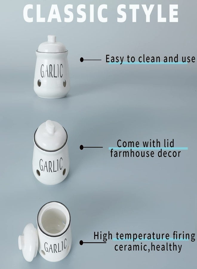 هاو توب حافظة ثوم هاوتوب بغطاء، حافظة ثوم سيراميك صغيرة لسطح المطبخ، تحافظ على فصوص الثوم طازجة - Image 4