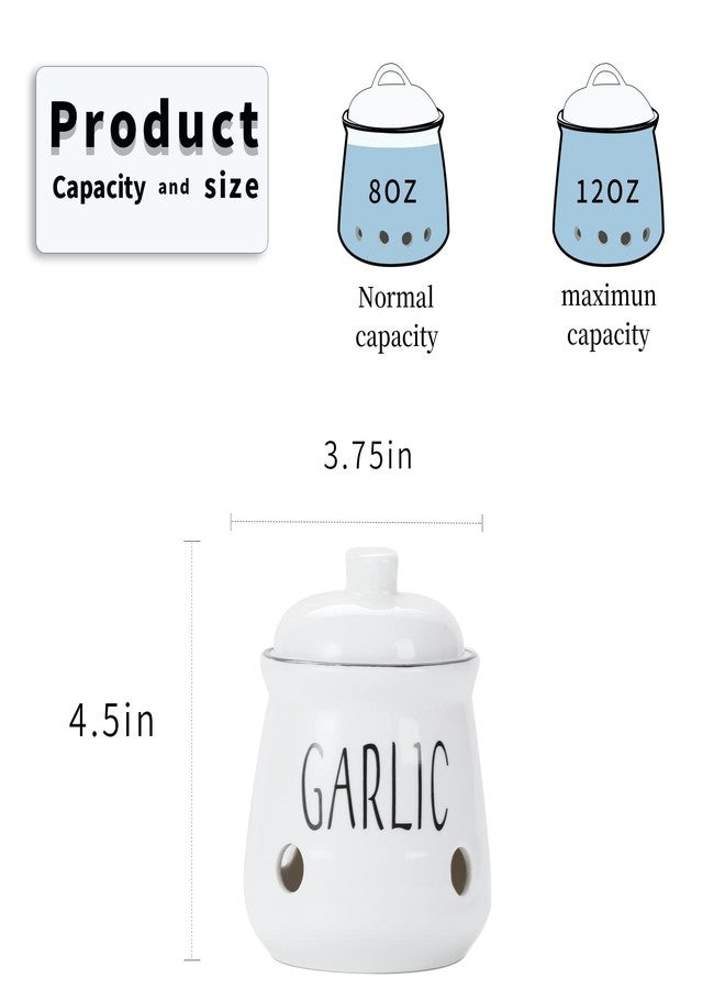 هاو توب حافظة ثوم هاوتوب بغطاء، حافظة ثوم سيراميك صغيرة لسطح المطبخ، تحافظ على فصوص الثوم طازجة - Image 3