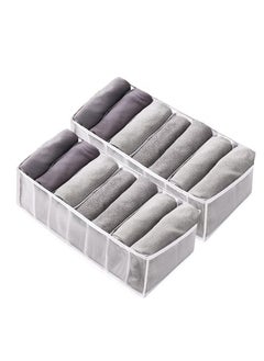 Pants Drawer Organizer Divider Underwear Organizer, 7 Cells Jeans Compartment Storage Foldable Closet Cabinet Organizer Underwear Mesh Storage Boxes for Socks, Handkerchiefs, Belts