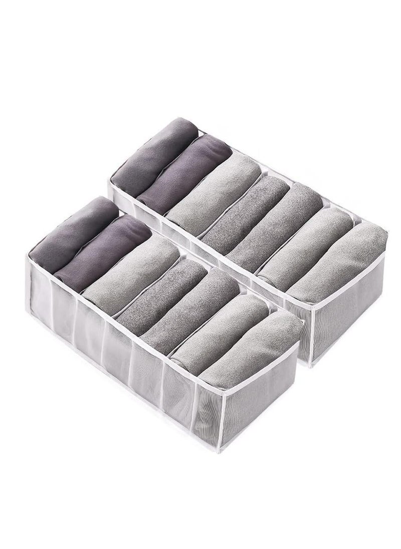Generic - Pants Drawer Organizer Divider Underwear Organizer, 7 Cells Jeans Compartment Storage Foldable Closet Cabinet Organizer Underwear Mesh Storage Boxes for Socks, Handkerchiefs, Belts - Image 1